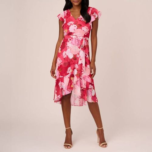 Pink Printed Chiffon Dress - Adrianna Papell - Modalova