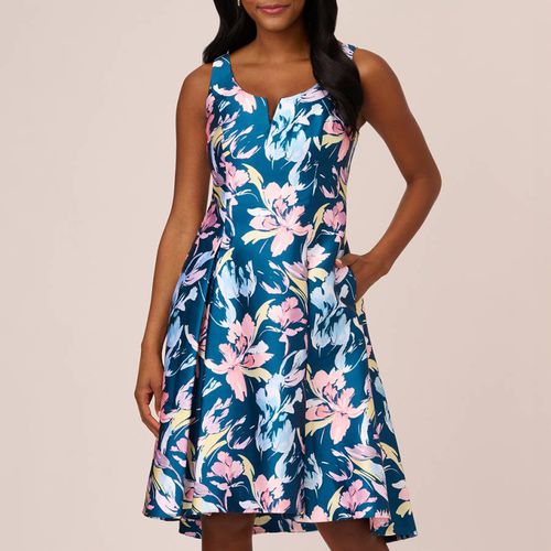 Blue Printed Mikado Swing Dress - Adrianna Papell - Modalova