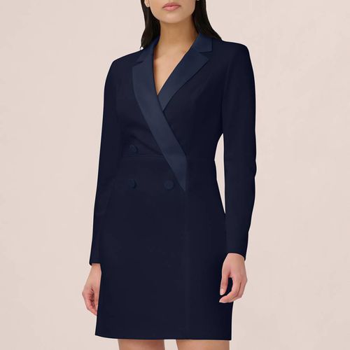 Navy Crepe Tuxedo Sheath Dress - Adrianna Papell - Modalova