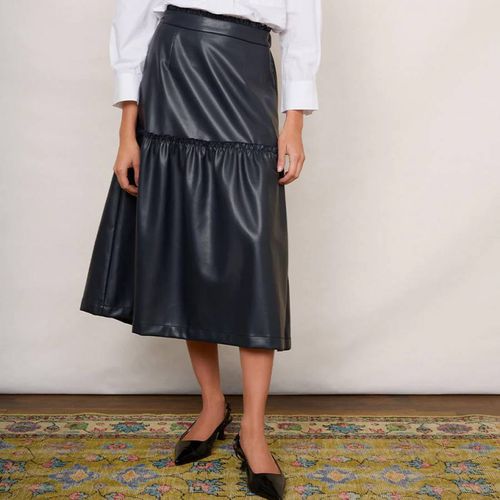 Navy Saskia Faux Leather Skirt - Wyse - Modalova