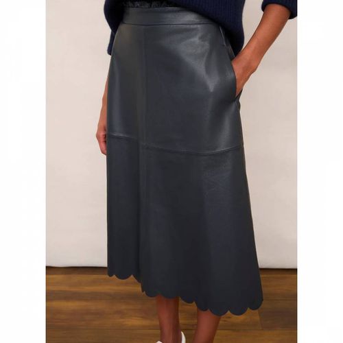 Black Lateisha Scallop Leather Skirt - Wyse - Modalova