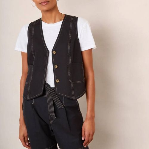 Washed Cara Cotton Top Stitch Waistcoat - Wyse - Modalova