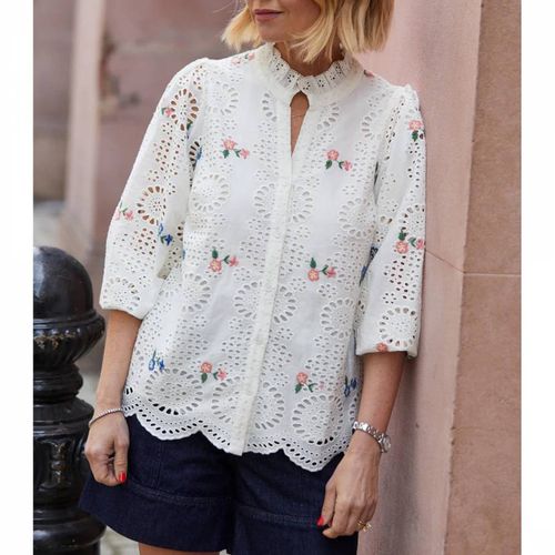 White Ellie Embroidery Blouse - Wyse - Modalova