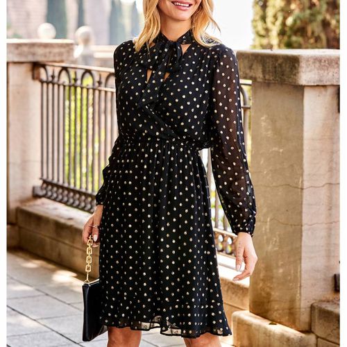 Black Metallic Spot Print Dress - SOSANDAR - Modalova