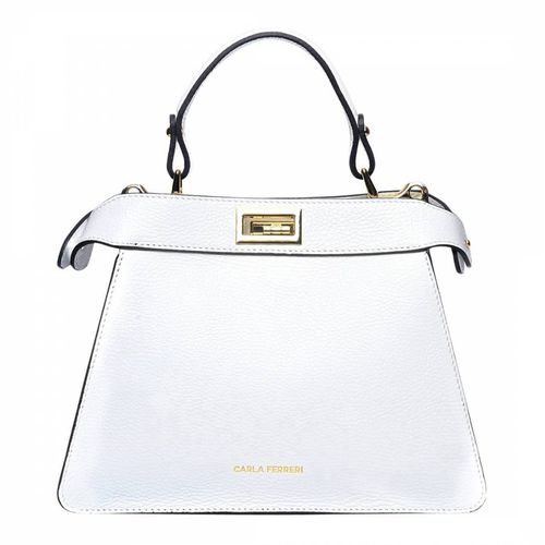White Italian Leather Shoulder Bag - Carla Ferreri - Modalova