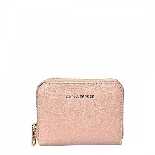 Pink Leather Wallet - Carla Ferreri - Modalova