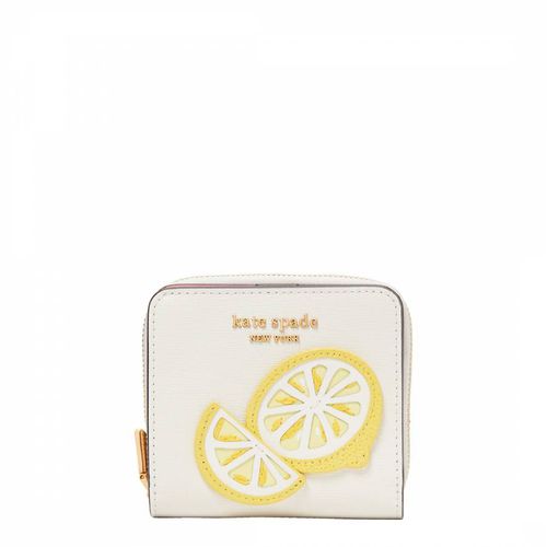 Halo Lemon Drop Lemon Appliqued Saffiano Leather Small Compact Wallet - Kate Spade - Modalova