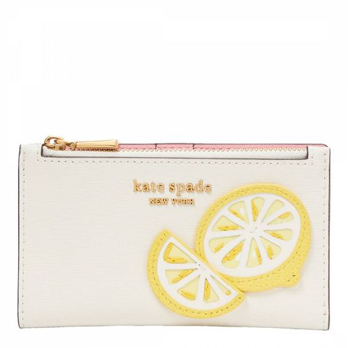 Halo Lemon Drop Lemon Appliqued Saffiano Leather Small Slim Bifold Wallet - Kate Spade - Modalova