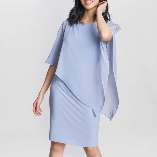 Pale Blue Zenna Beaded Shoulder Chiffon Dress - Gina Bacconi - Modalova