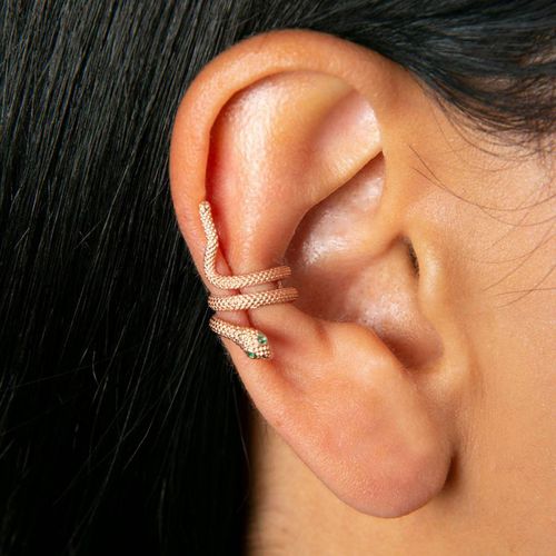 Gold Snake Cartilage Earring - Elika - Modalova