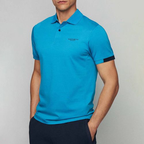 Blue Cotton Small Logo Polo Shirt - Hackett London - Modalova