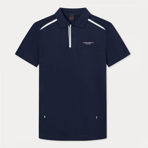 Navy Sport Cotton Blend Polo Shirt - Hackett London - Modalova