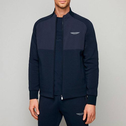 Navy Zip Cotton Blend Jacket - Hackett London - Modalova