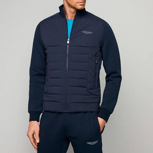 Navy Padded Zip Cotton Blend Jacket - Hackett London - Modalova