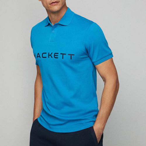 Blue Chest Logo Cotton Polo Shirt - Hackett London - Modalova
