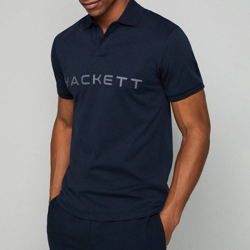 Navy Chest Logo Cotton Polo Shirt - Hackett London - Modalova