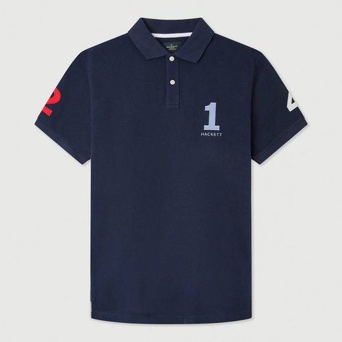 Navy/Multi Cotton Polo Shirt - Hackett London - Modalova