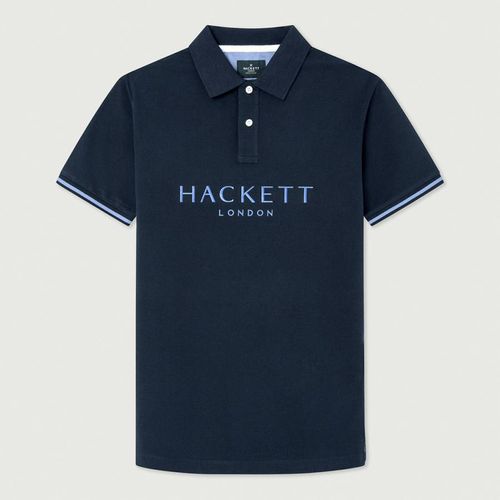 Navy Embroidered Cotton Polo Shirt - Hackett London - Modalova