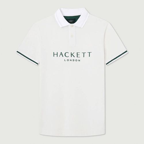 White Embroidered Cotton Polo Shirt - Hackett London - Modalova