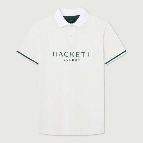 White Embroidered Cotton Polo Shirt - Hackett London - Modalova