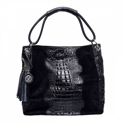 Black Leather Top Handle Bag - Luisa Vannini - Modalova