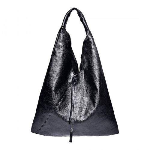 Black Leather Shopper Bag - Anna Luchini - Modalova