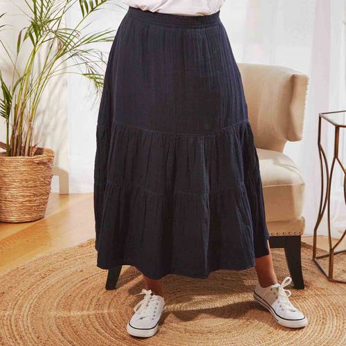 Navy Lathika Cotton Tiered Skirt - Weird Fish - Modalova