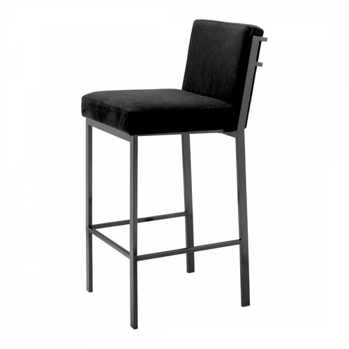 Scott Bar Stool Bronze Black Velvet - Eichholtz - Modalova