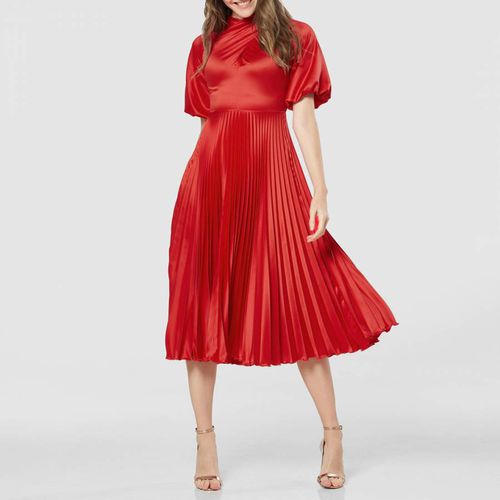 Red Puff Sleeve Midi Dress - Closet - Modalova