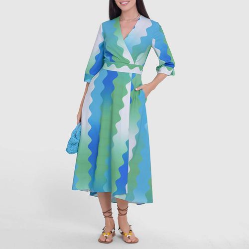 Blue/Green Wrap High-Low Wrap Dress - Closet - Modalova