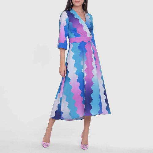 Blue/Purple Wrap High-Low Wrap Dress - Closet - Modalova