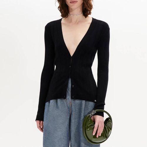 Black Ribbed V-Neck Cardigan - Sonia Rykiel - Modalova