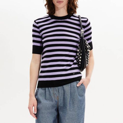 Lilac/Black Wool Short Sleeve Stripe Top - Sonia Rykiel - Modalova
