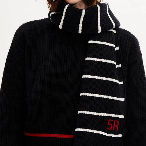 Black Strip Wool Scarf - Sonia Rykiel - Modalova