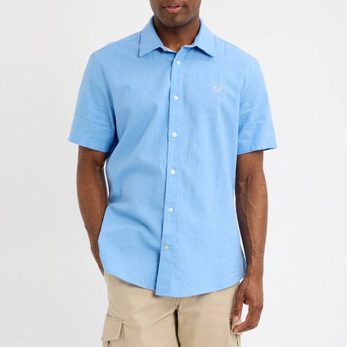 Blue Linen Blend Short Sleeve Shirt - Crew Clothing - Modalova