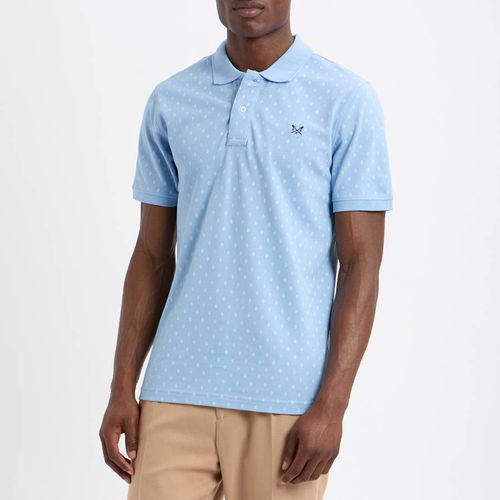 Blue Geo Print Cotton Polo Shirt - Crew Clothing - Modalova