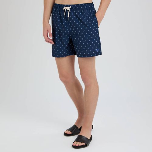 Navy Geometric Print Swim Shorts - Crew Clothing - Modalova