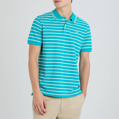 Blue Striped Tipped Cotton Polo - Crew Clothing - Modalova