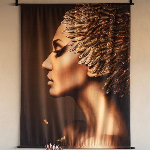 Golden Feather Ballerina Velvet Hanging Wall Art 140x170cm - The Libra Company - Modalova