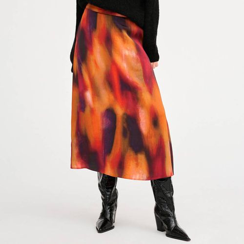 Orange Printed Midi Skirt - My Essential Wardrobe - Modalova