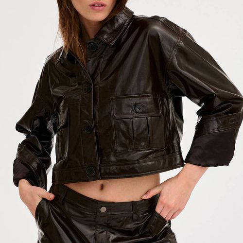 Chocolate Anna Leather Jacket - My Essential Wardrobe - Modalova