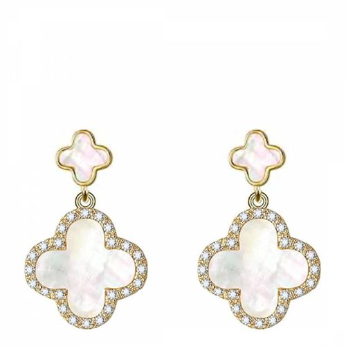 K White Mother Of Pearl Double Drop Gemstone Earrings - Liv Oliver - Modalova