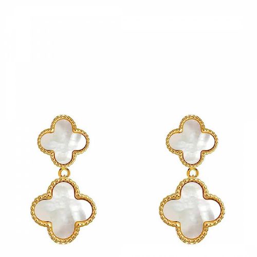 K White Mother Of Pearl Double Drop Gemstone Earrings - Liv Oliver - Modalova