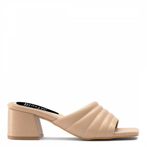 Nude Quilted Strap Heeled Mules - Bluetag - Modalova