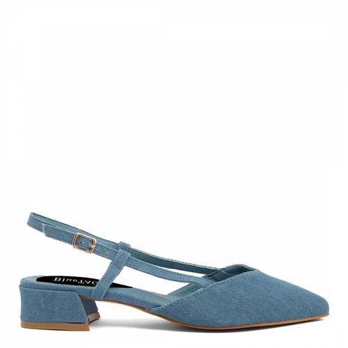 Blue Denim Slingback Heeled Shoes - Bluetag - Modalova