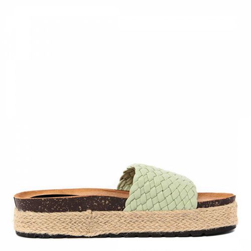 Raffia Platform Slip On Sandals - Bluetag - Modalova