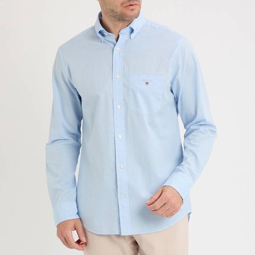 Blue Gingham Poplin Cotton Shirt - Gant - Modalova