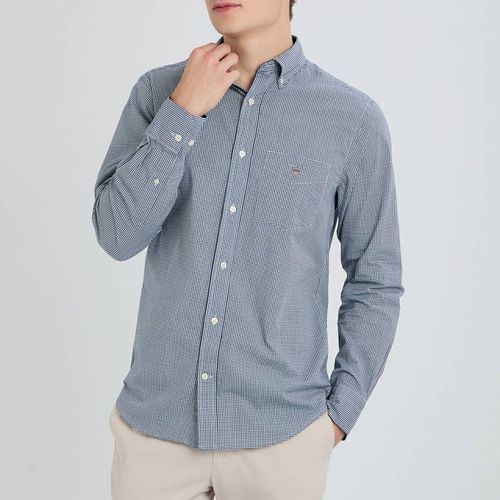 Navy Gingham Poplin Cotton Shirt - Gant - Modalova