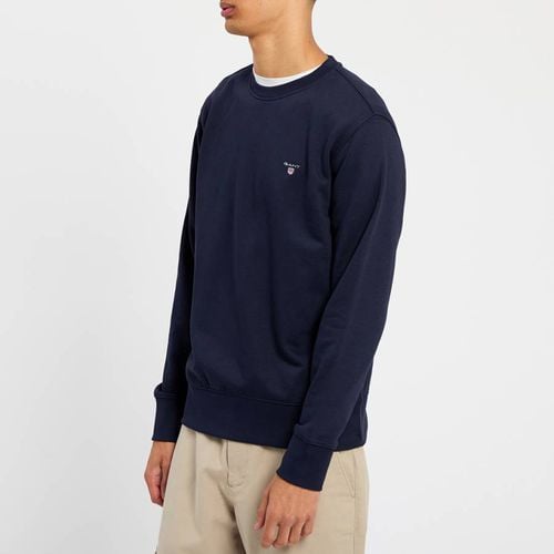 Navy Regular Fit Cotton Blend Crew Neck Sweatshirt - Gant - Modalova