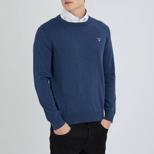 Blue Crew Neck Cotton Jumper - Gant - Modalova